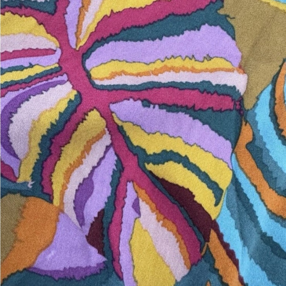 Haute Hippie Large Multicolor Floral Faux Wrap Long Sleeve Blouse Boho 70s - Picture 6 of 8